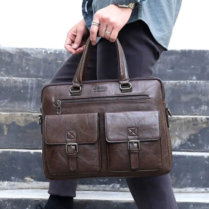 Premium Brown Leather 13-Inch Laptop Bag for Men – Timeless Design & Practical Functionality