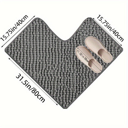 Evelyn L-Shaped Non-Slip Bath Mat 27.5" x 27.5" – Soft Plush Bathroom Rug for Safety & Comfort