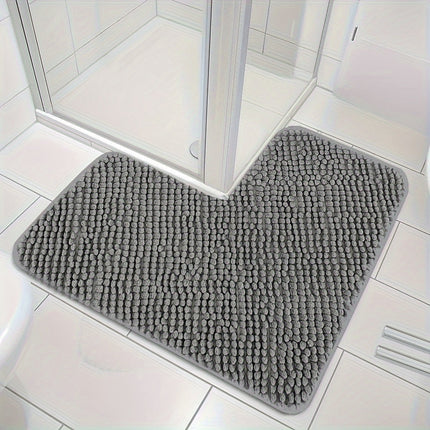 Evelyn L-Shaped Non-Slip Bath Mat 27.5" x 27.5" – Soft Plush Bathroom Rug for Safety & Comfort
