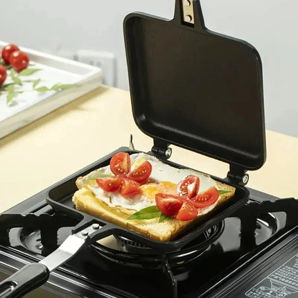 Double Sandwich Maker – Nonstick Double Grill Panini Press for Gas Stovetop, Portable & Compact