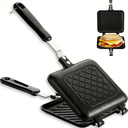 Double Sandwich Maker – Nonstick Double Grill Panini Press for Gas Stovetop, Portable & Compact