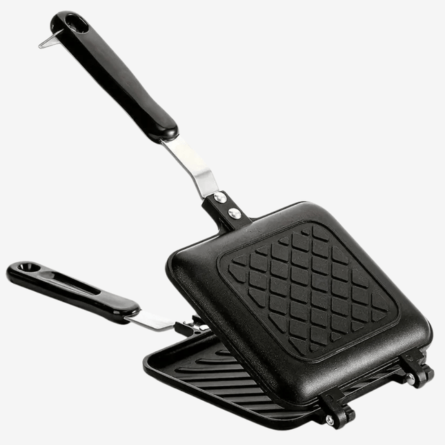 Double Sandwich Maker – Nonstick Double Grill Panini Press for Gas Stovetop, Portable & Compact