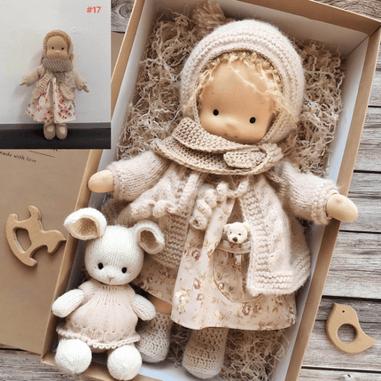 Handmade Fabric Doll – Cute Plush Toy with Accessories for Kids and Collectors