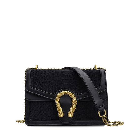 Luxury Crossbody Bag with Gold Dragon Clasp – Vegan Leather