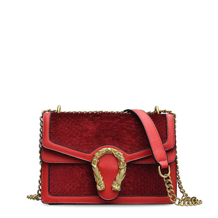 Luxury Crossbody Bag with Gold Dragon Clasp – Vegan Leather