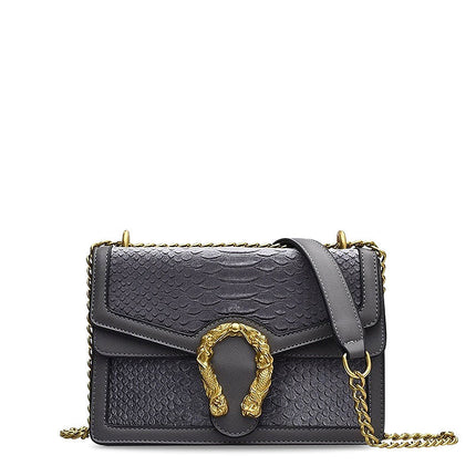 Luxury Crossbody Bag with Gold Dragon Clasp – Vegan Leather