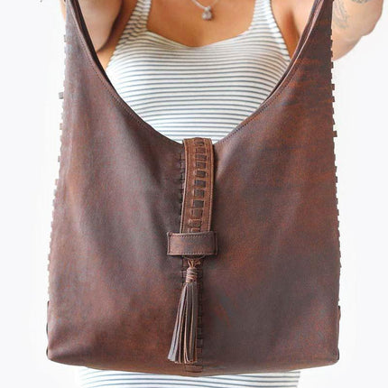 Brown Genuine Leather Shoulder Bag for Women – Spacious & Durable Everyday Handbag