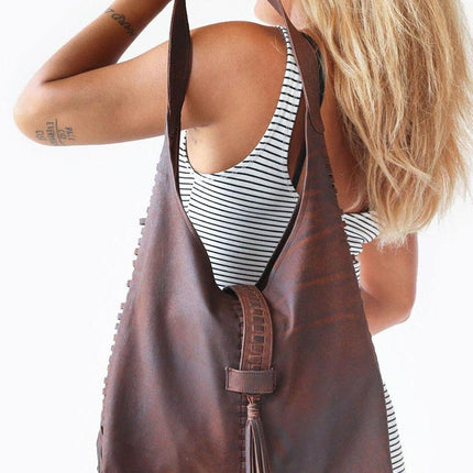 Brown Genuine Leather Shoulder Bag for Women – Spacious & Durable Everyday Handbag