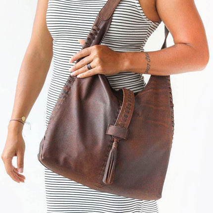 Brown Genuine Leather Shoulder Bag for Women – Spacious & Durable Everyday Handbag