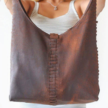 Brown Genuine Leather Shoulder Bag for Women – Spacious & Durable Everyday Handbag