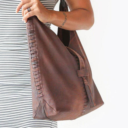 Brown Genuine Leather Shoulder Bag for Women – Spacious & Durable Everyday Handbag