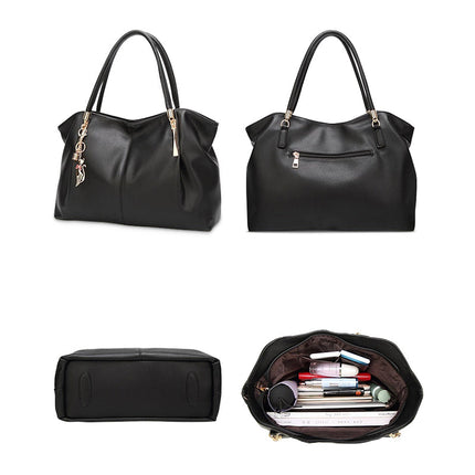 Trendy Vegan Leather Handbag – Elegant & Practical with Gold Details