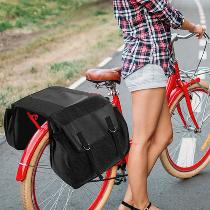 Waterproof Canvas Bike Pannier – Double Side Bags with Large Storage Capacity