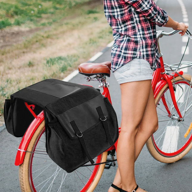 Waterproof Canvas Bike Pannier – Double Side Bags with Large Storage Capacity