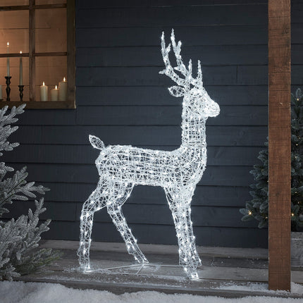Outdoor LED Reindeer Christmas Decoration 47" – 240 Warm White Lights with Timer for Indoor & Outdoor Display