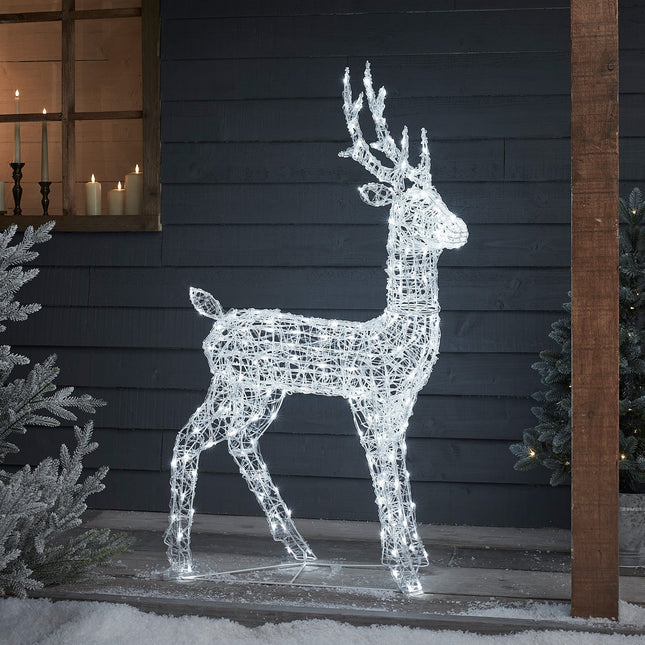 Outdoor LED Reindeer Christmas Decoration 47" – 240 Warm White Lights with Timer for Indoor & Outdoor Display