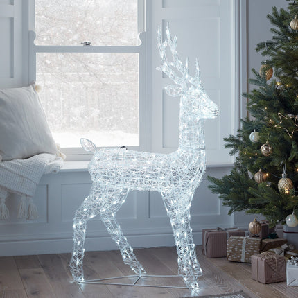 Outdoor LED Reindeer Christmas Decoration 47" – 240 Warm White Lights with Timer for Indoor & Outdoor Display