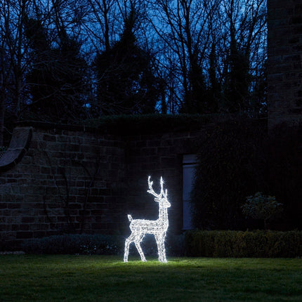 Outdoor LED Reindeer Christmas Decoration 47" – 240 Warm White Lights with Timer for Indoor & Outdoor Display