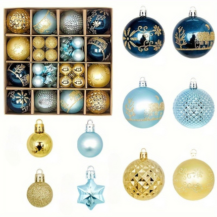 24-Piece Christmas Ornament Set – Shiny, Matte & Glitter Baubles for Tree, Wreath & Holiday Décor