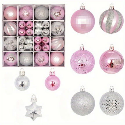 24-Piece Christmas Ornament Set – Shiny, Matte & Glitter Baubles for Tree, Wreath & Holiday Décor