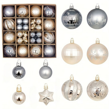 24-Piece Christmas Ornament Set – Shiny, Matte & Glitter Baubles for Tree, Wreath & Holiday Décor