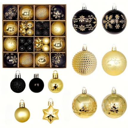 24-Piece Christmas Ornament Set – Shiny, Matte & Glitter Baubles for Tree, Wreath & Holiday Décor