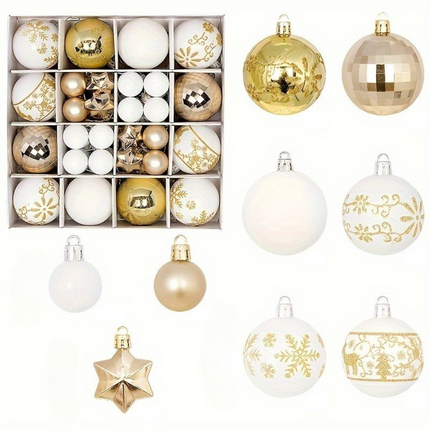 24-Piece Christmas Ornament Set – Shiny, Matte & Glitter Baubles for Tree, Wreath & Holiday Décor