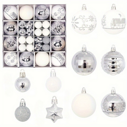 24-Piece Christmas Ornament Set – Shiny, Matte & Glitter Baubles for Tree, Wreath & Holiday Décor