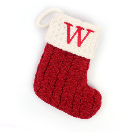 Personalized Christmas Stocking with Embroidered Letter – Red Knit Holiday Sock with Name