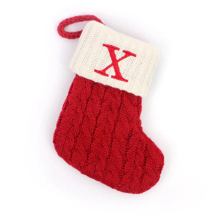 Personalized Christmas Stocking with Embroidered Letter – Red Knit Holiday Sock with Name