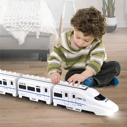 Self-Driving Toy Train – White Electric Train for Kids with Lights & Sounds