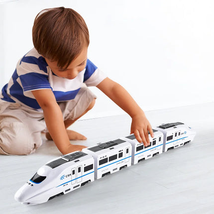 Self-Driving Toy Train – White Electric Train for Kids with Lights & Sounds