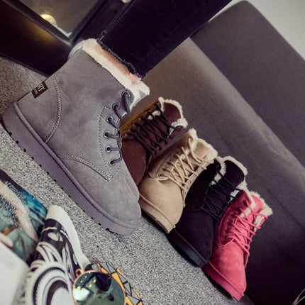 Women’s Fur-Lined Winter Lace-Up Boots | Insulated Snow Boots with Anti-Slip Sole