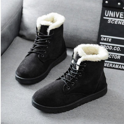 Women’s Fur-Lined Winter Lace-Up Boots | Insulated Snow Boots with Anti-Slip Sole