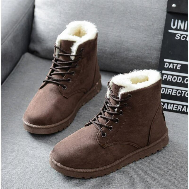 Women’s Fur-Lined Winter Lace-Up Boots | Insulated Snow Boots with Anti-Slip Sole
