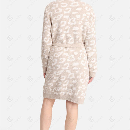 Luxe Leopard Print Microfiber Robe with Pockets & Belt – Ultra-Soft Loungewear for Women