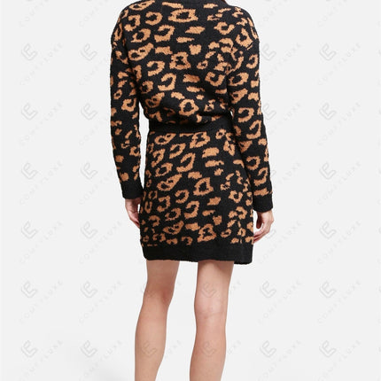 Luxe Leopard Print Microfiber Robe with Pockets & Belt – Ultra-Soft Loungewear for Women
