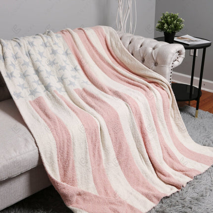 Patriotic American Flag Fleece Throw Blanket