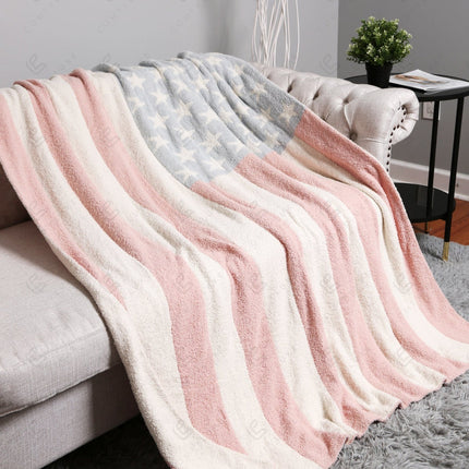 Patriotic American Flag Fleece Throw Blanket