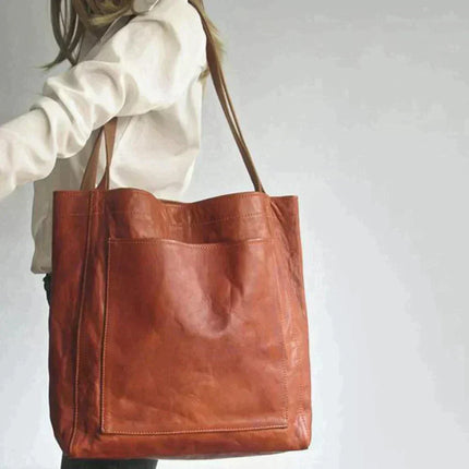 Genuine Leather Shopper Tote for Women – Large Work & Everyday Shoulder Bag