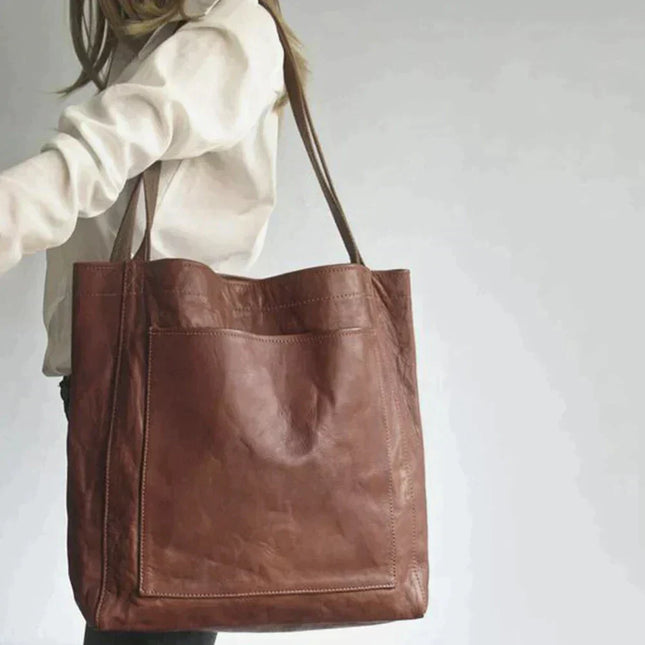Genuine Leather Shopper Tote for Women – Large Work & Everyday Shoulder Bag