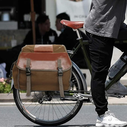 Waterproof Canvas Bike Pannier – Double Side Bags with Large Storage Capacity