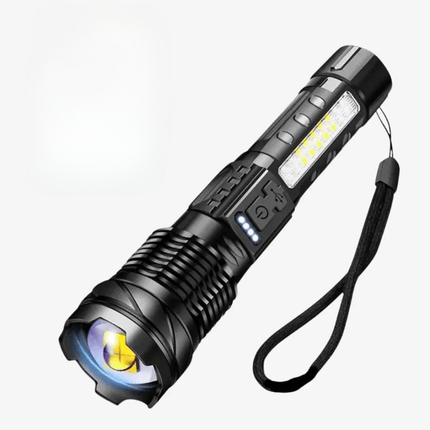 Rechargeable Tactical LED Flashlight – Waterproof, 7 Modes, Zoomable Focus, USB-C Charging