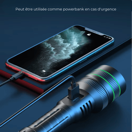 Rechargeable LED Tactical Flashlight with LCD Display & Power Bank Function