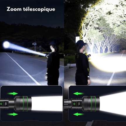 Rechargeable LED Tactical Flashlight with LCD Display & Power Bank Function