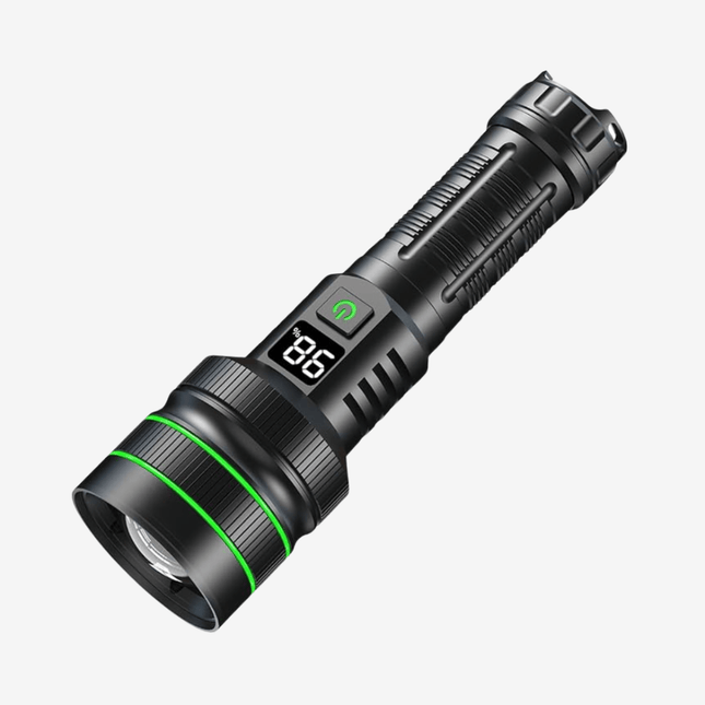 Rechargeable LED Tactical Flashlight with LCD Display & Power Bank Function