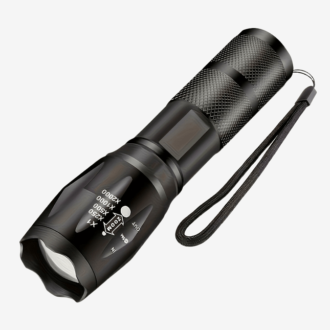 Tactical LED Flashlight – 1000 Lumens, Zoomable, Waterproof, 5 Modes, Compact Design
