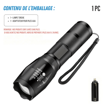 Tactical LED Flashlight – 1000 Lumens, Zoomable, Waterproof, 5 Modes, Compact Design
