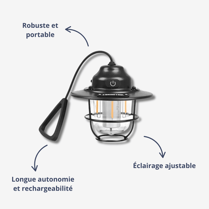Retro USB Rechargeable LED Camping Lantern – Dimmable Outdoor Vintage Lantern for Camping, Hiking & Garden