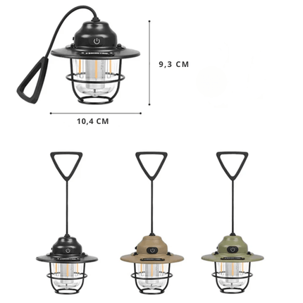 Retro USB Rechargeable LED Camping Lantern – Dimmable Outdoor Vintage Lantern for Camping, Hiking & Garden